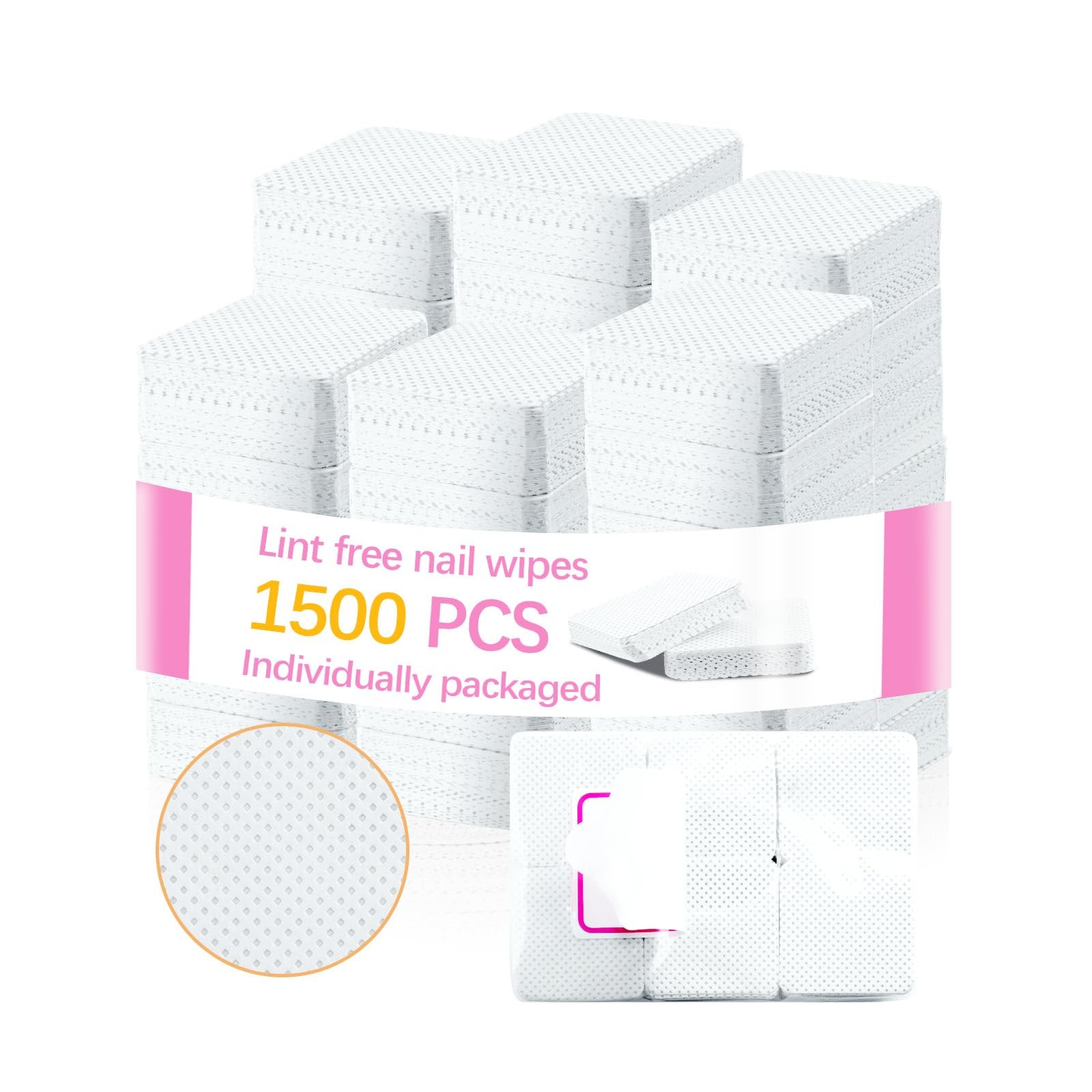 1500 Pcs Lint Free Nail Wipes, White No Lint Nail Wipes for Gel Nails Lint Fr…