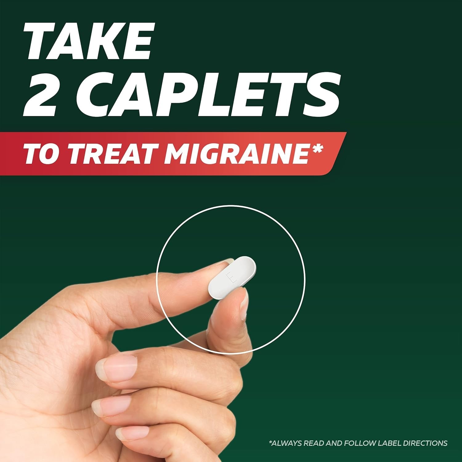 Fast-Acting Migraine Relief Caplets – Triple Action Formula, 200 Count