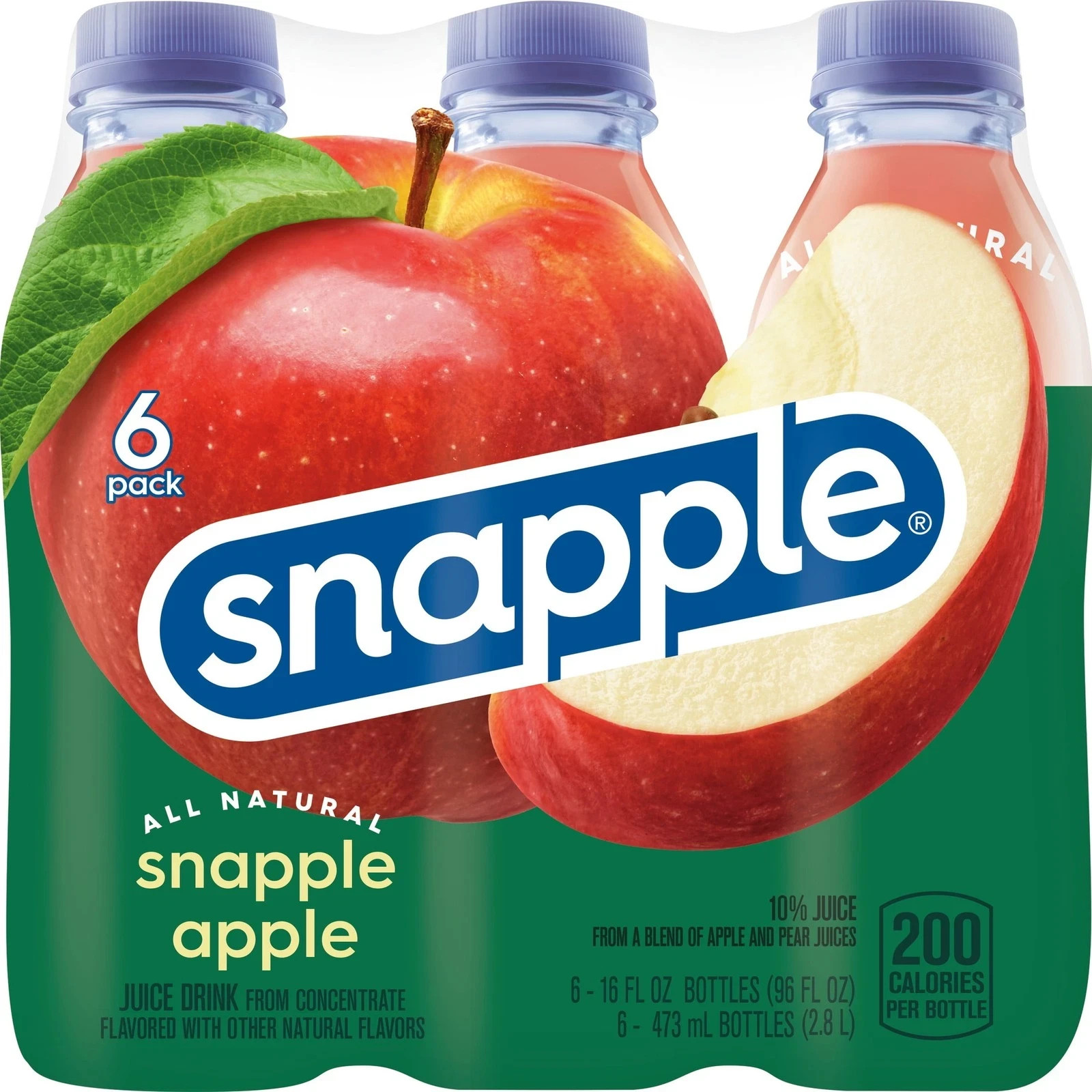 Snapple Apple Juice Drink, 16 fl oz, 6 Count Bottles
