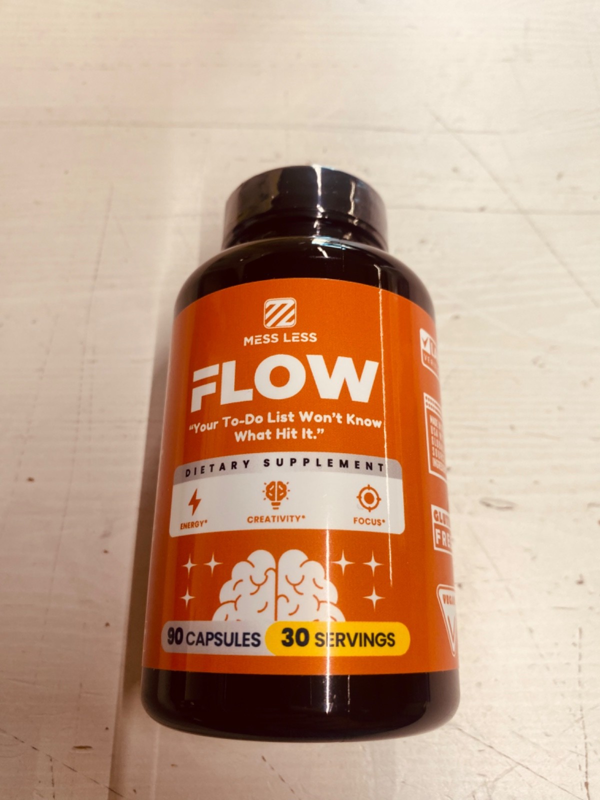 Mess Less FLOW Dietary Supplement Energy, Creativity, Focus. Exp: April 2027