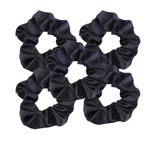 Satin Scrunchies for Women No Hair Damage, No Crease, Suitable for All Black