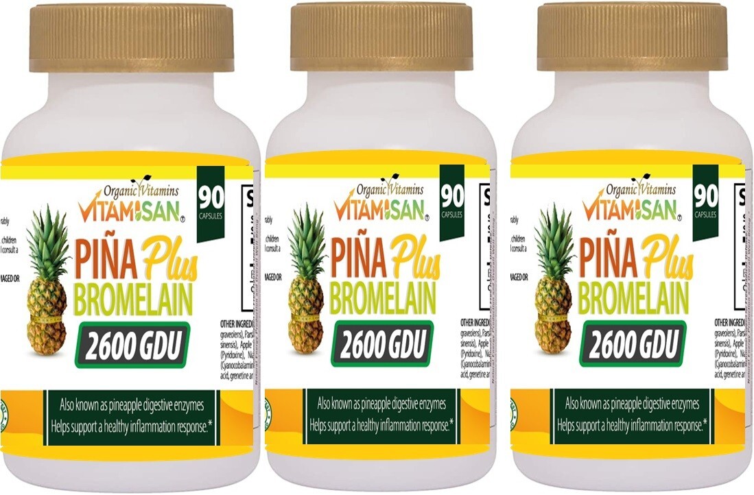 3 Pina Plus Bromelain 300 caps Digestive Enzymes Ananas Vitamisan sale