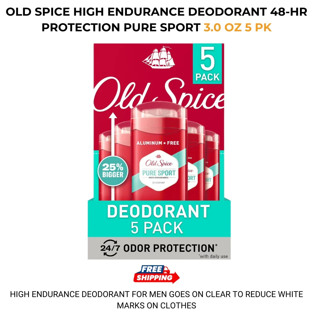Old Spice High Endurance Pure Sport Deodorant – 5 ct x 3oz – 48-Hour Protection