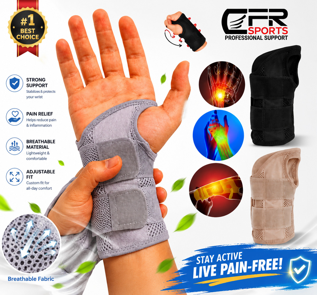 Adjustable Hand Wrist Brace Support Sprain Splint Carpal Tunnel Sprain Arthritis