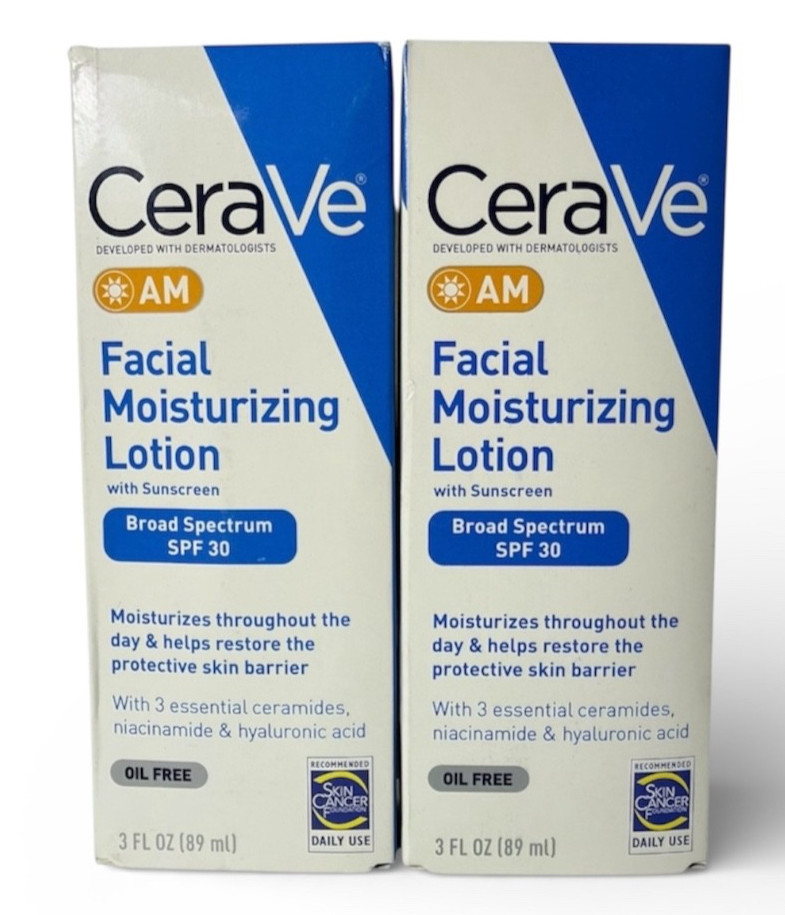 2 Pack CeraVe AM Facial Moisturizing Lotion SPF 30 – NEW IN BOX~EXP:01/2027