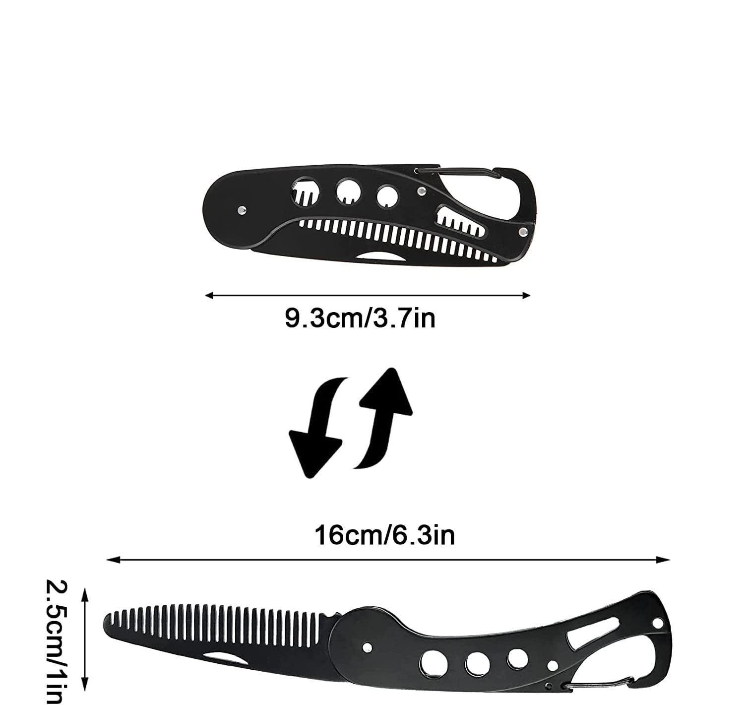 Stainless Steel Folding Beard Comb for Men Mustache Comb Multifunctional Pocket