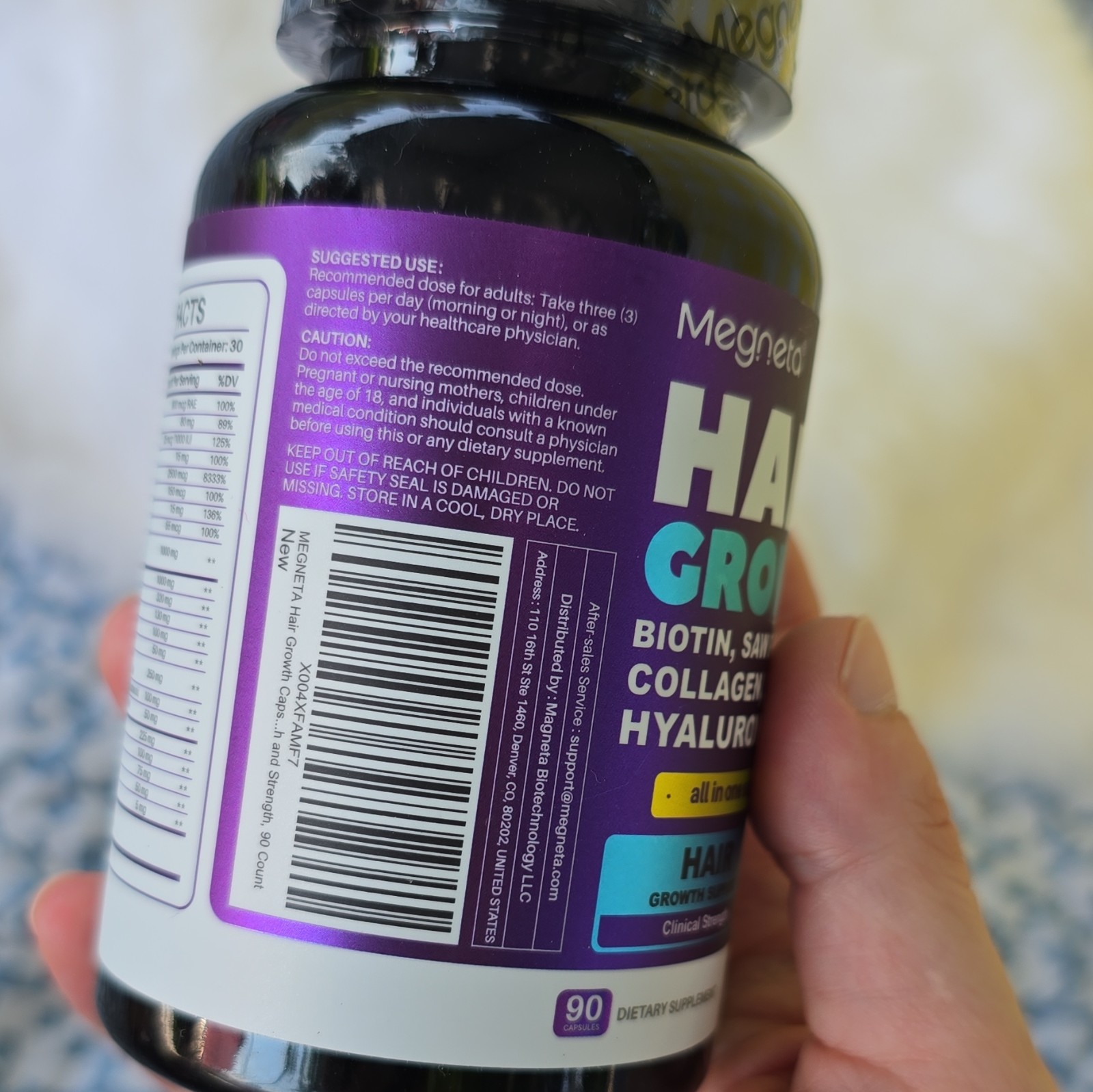 Megneta All-in-One Hair Growth 90 Capsules Biotin Saw Palmetto 2360mg