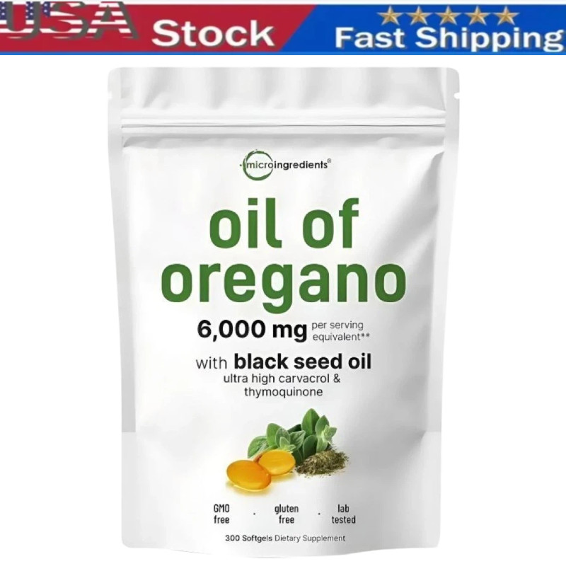 2 in 1 Oil of Oregano & Black Seed Softgels Count with Carvacrol,Immune Supports