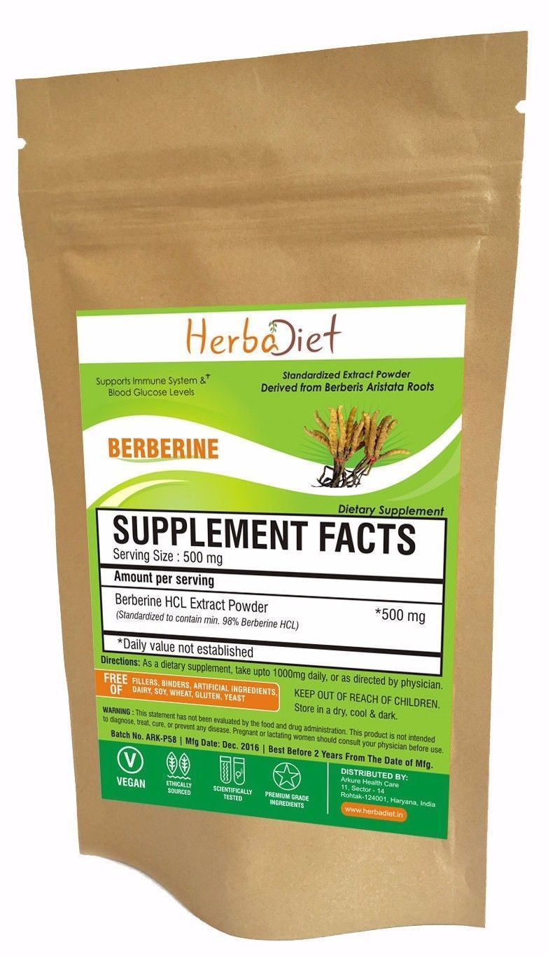 PURE Berberine HCL 98% Extract Powder Blood Sugar Control Pure & High Quality