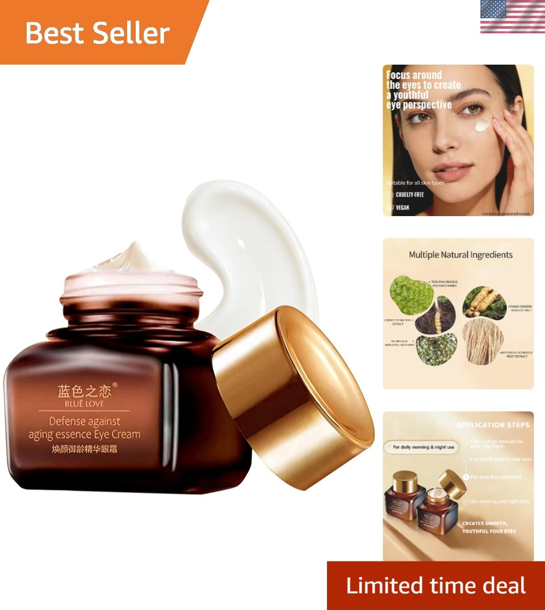Fast-Absorbing Anti-Aging Eye Cream – Eliminate Puffiness & Dark Circles, 0.7oz
