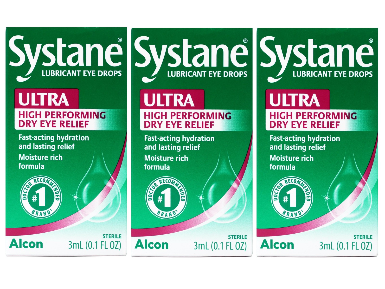 3 Pack – Systane Lubricant Eye Drops Ultra High Performing Dry Eye Relief, 3ml