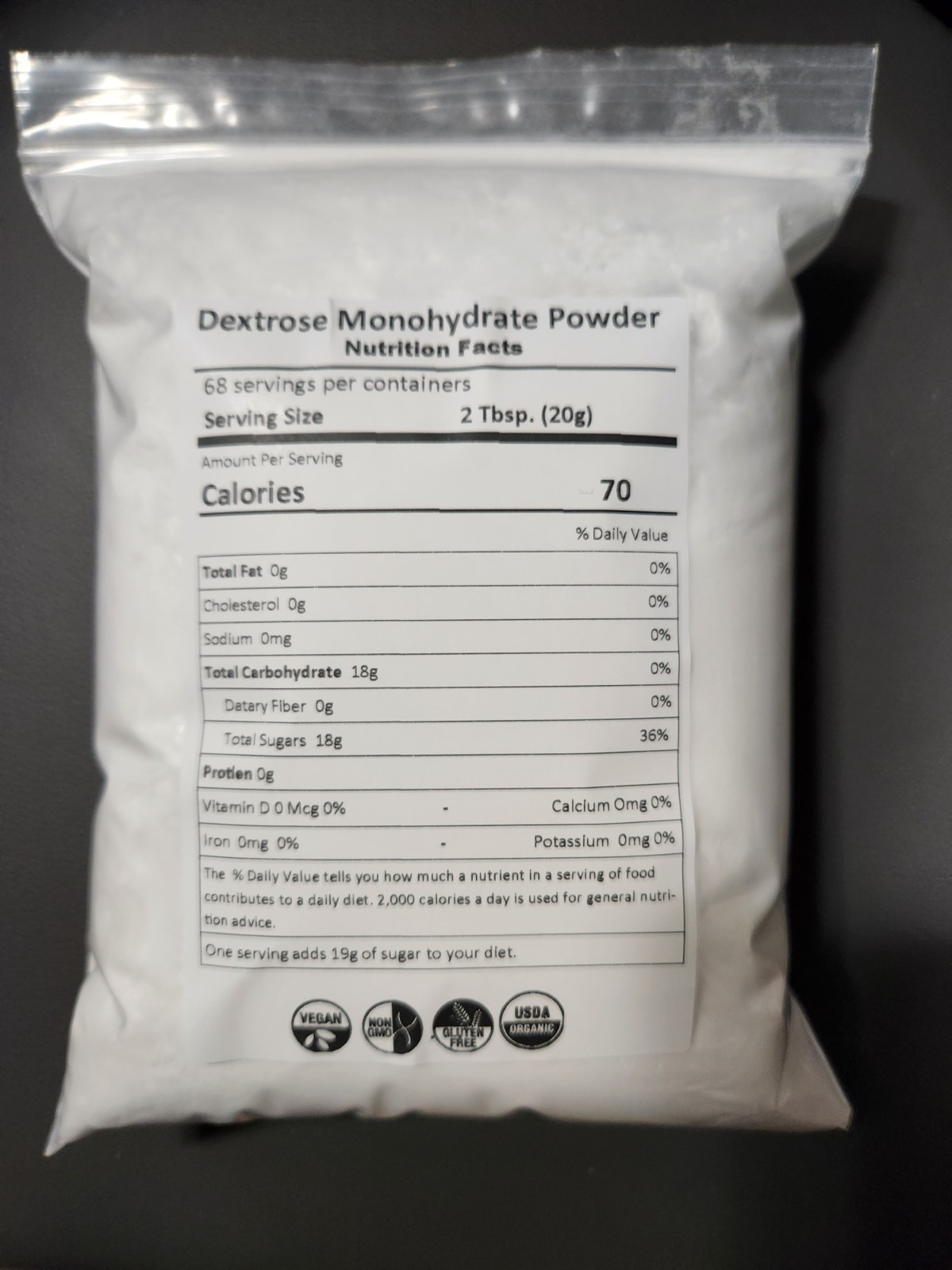 3lbs Dextrose Powder organic non GMO