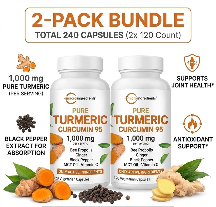 Micro Ingredients Turmeric Curcumin 95 2-Pack 1000mg Black Pepper 240 Capsules
