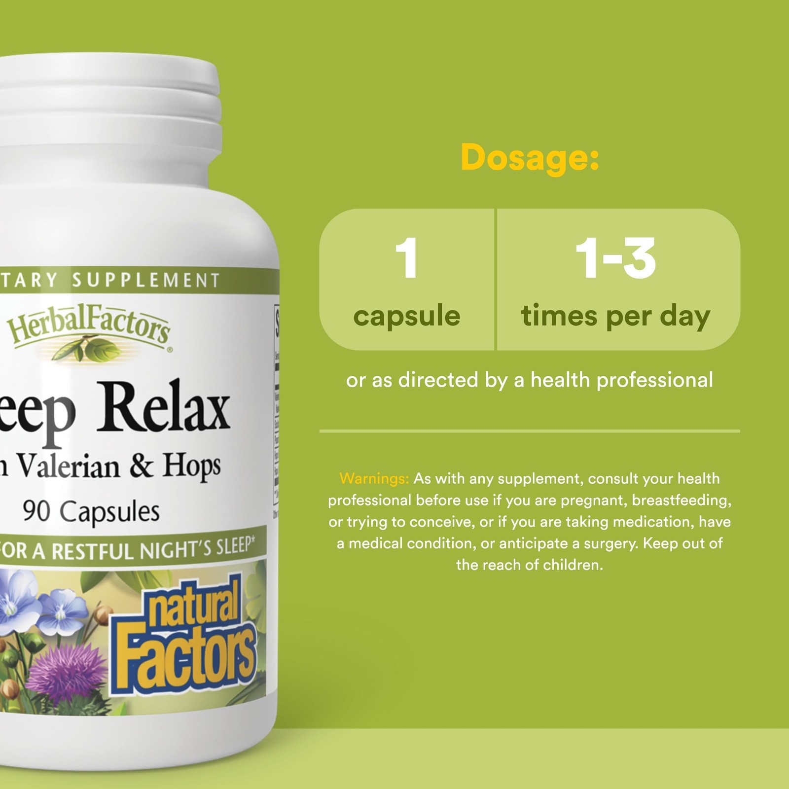 Herbal Factors Sleep Relax Formula by Natural Factors, 90 Count (Pack of 1)