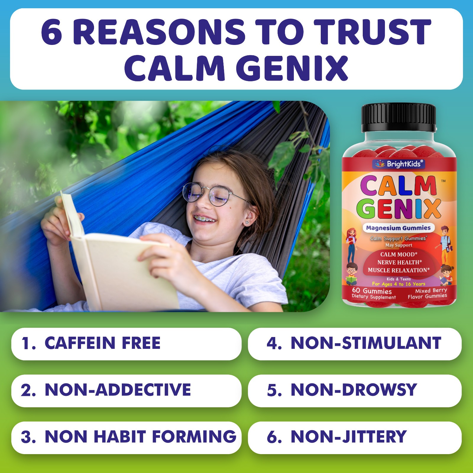 Calm Magnesium Gummies for Kids Relaxing Formula for Nerve Bone & Muscle Health