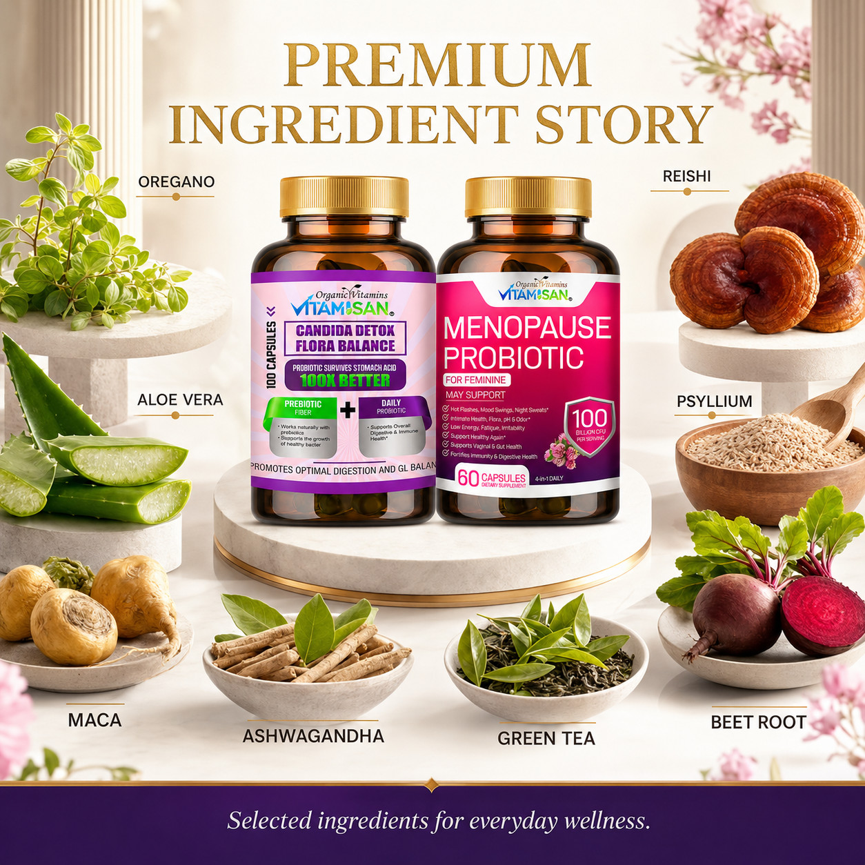 Vitamisan Flora Balance 100 Caps + Menopause Probiotic 60 Caps Women’s Wellness