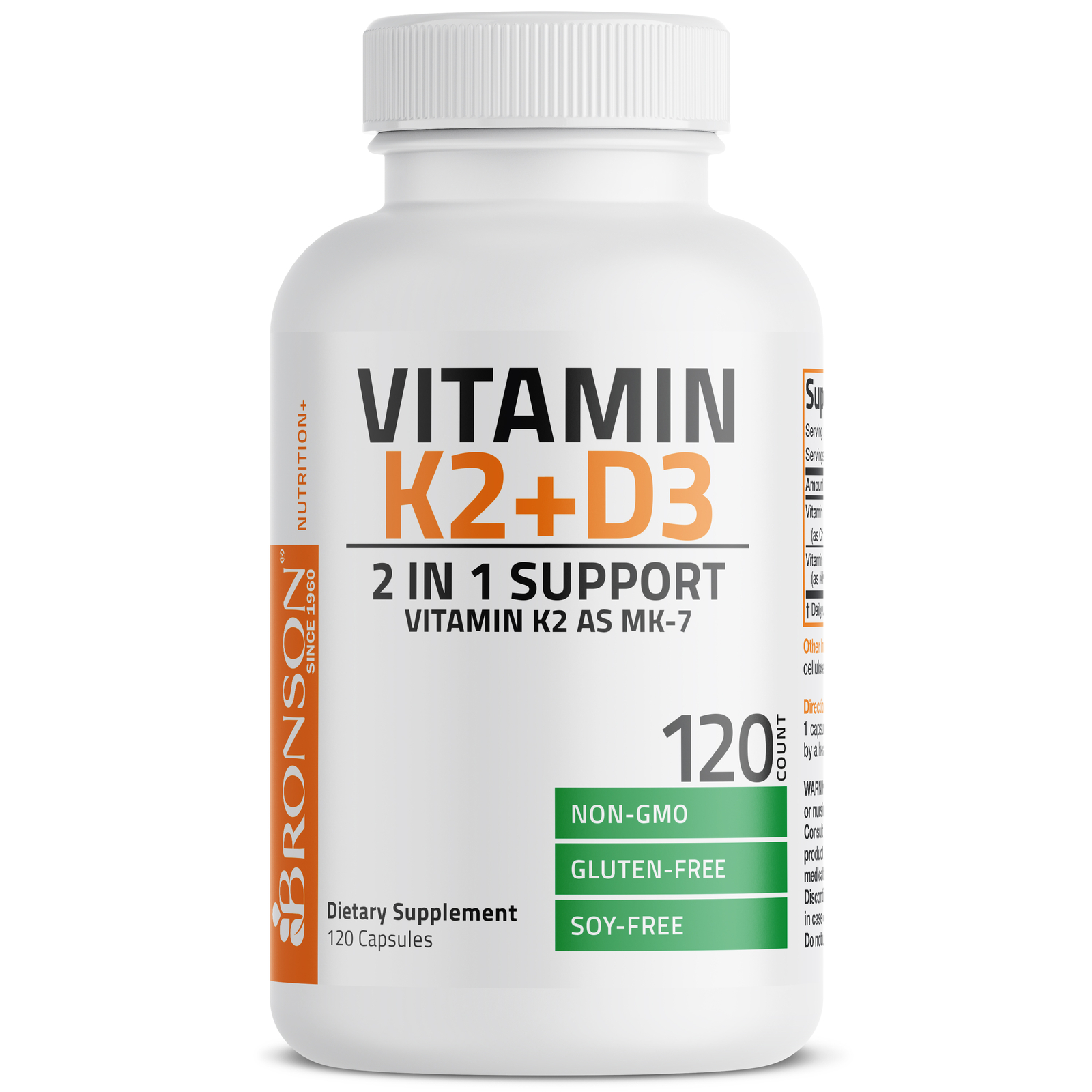 Vitamin K2 (MK7) w/ D3 Bone & Heart Health Non GMO & Gluten Free Easy to Swallow
