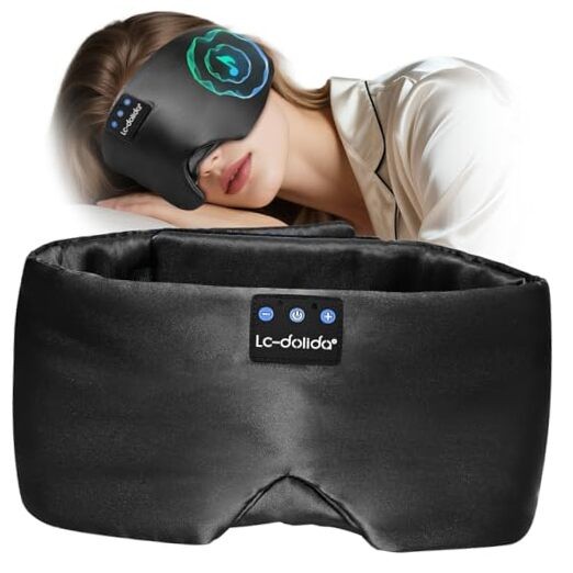 Luxurious Silk Soft Sleep Mask, Sleep Headphones with Bluetooth 5.4 for Black