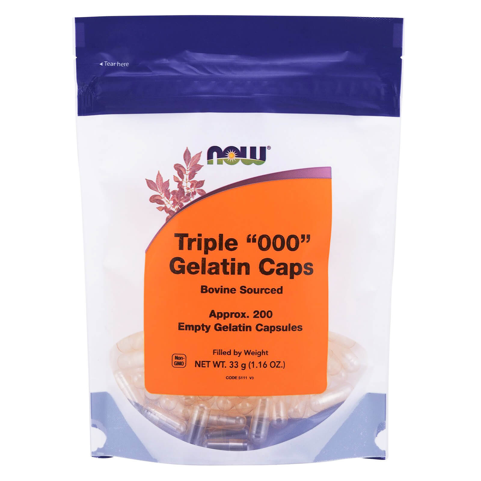 NOW FOODS Empty Capsules Gelatin Triple 000″ 200 gel caps”