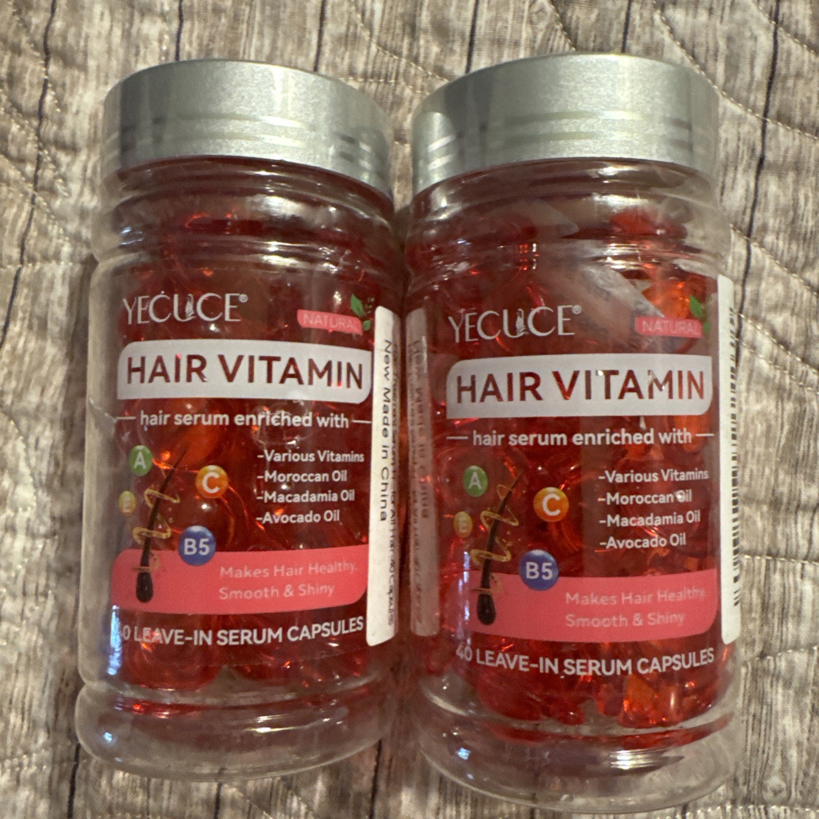 Lot of 2 YECUCE Hair Vitamin 80 Leave-In Hair Serum Capsules Expires April 2027