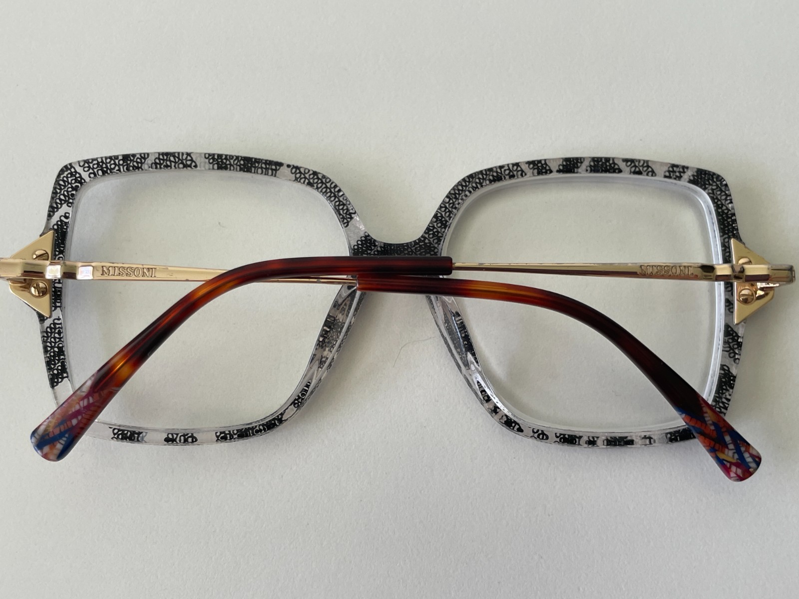 MISSONI MIS 0005 S37 Vintage Eyeglasses Frame Black White Lace Fabric Inside Ita