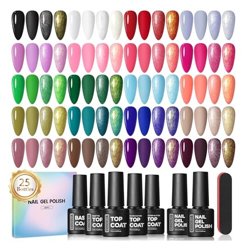 25PCS Gel Nail Polish Set Spring Summer Colors 25pcs All Seasons Gel Polish