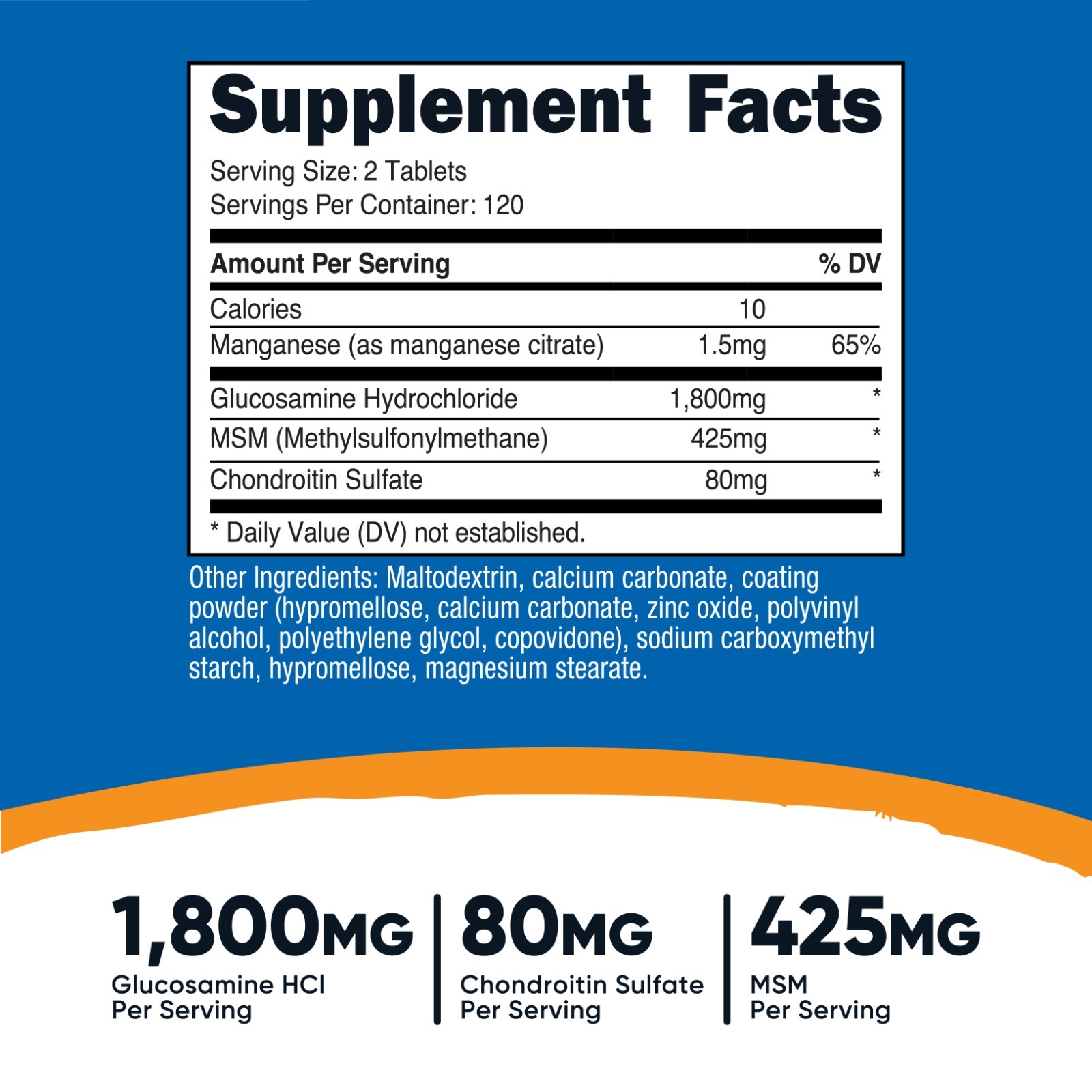 Nutricost Glucosamine 1800mg with Chondroitin & MSM, 240 Tablets, 120 Servings