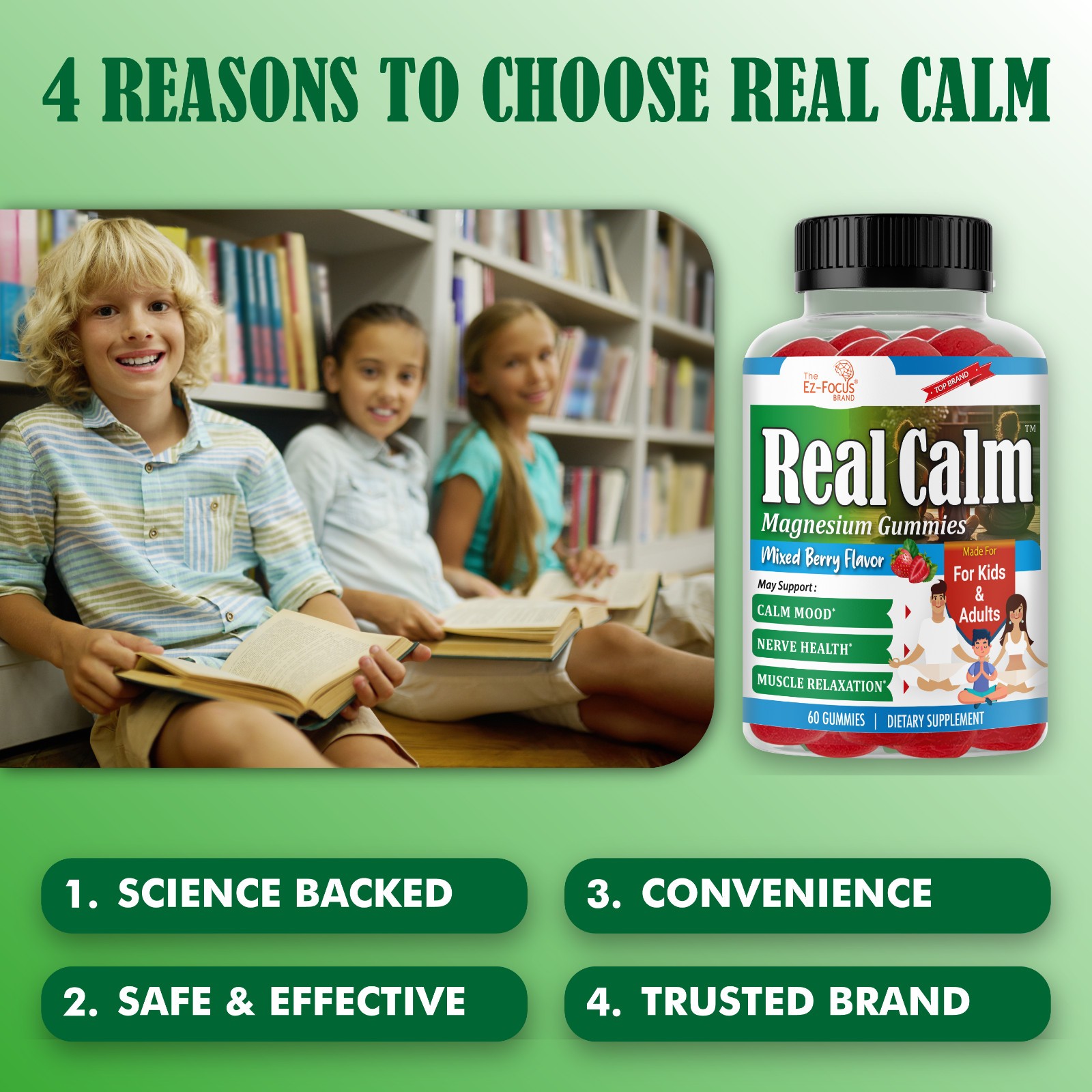 Kids Magnesium Supplement Gummies ExtraStrength Overall Health Support for Adult