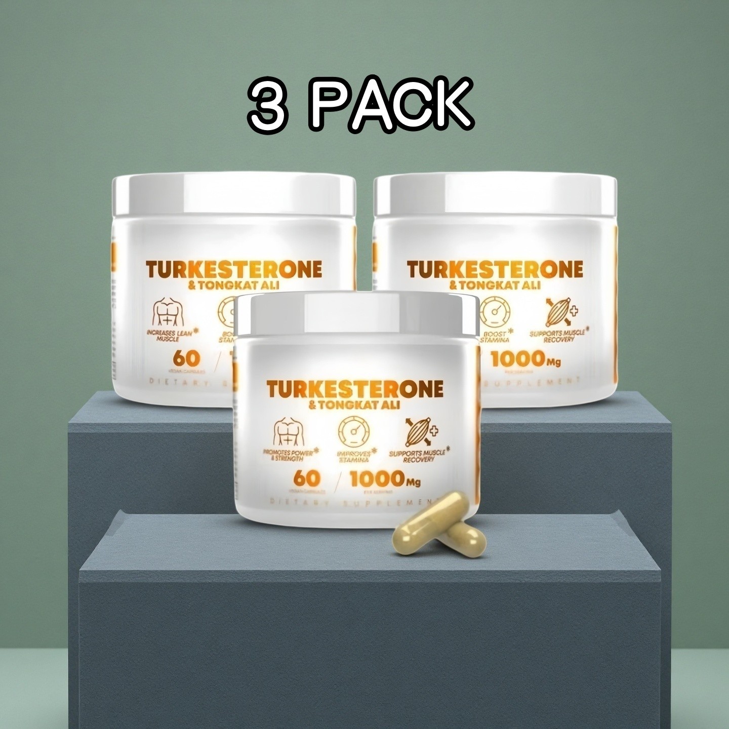 3 PACK Turkesterone 1000 Mg Organic Capsules Supplement Muscle Growth &*Recovery