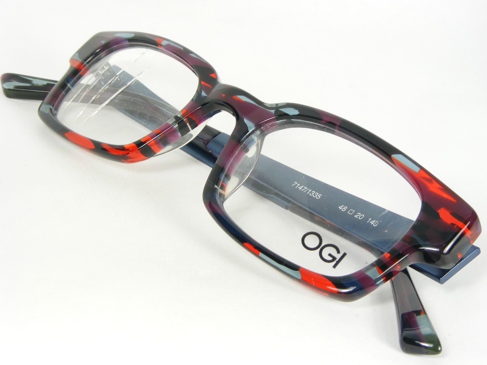 OGI HERITAGE 7147 1335 RED-PURPLE CAMOUFLAGE/BLUE EYEGLASSES 48-20-145mm (NOTES)