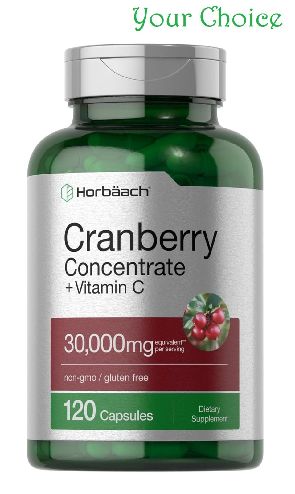 Cranberry Pills | 120 Capsules | 30,000 mg + Vitamin C | by Horbaach