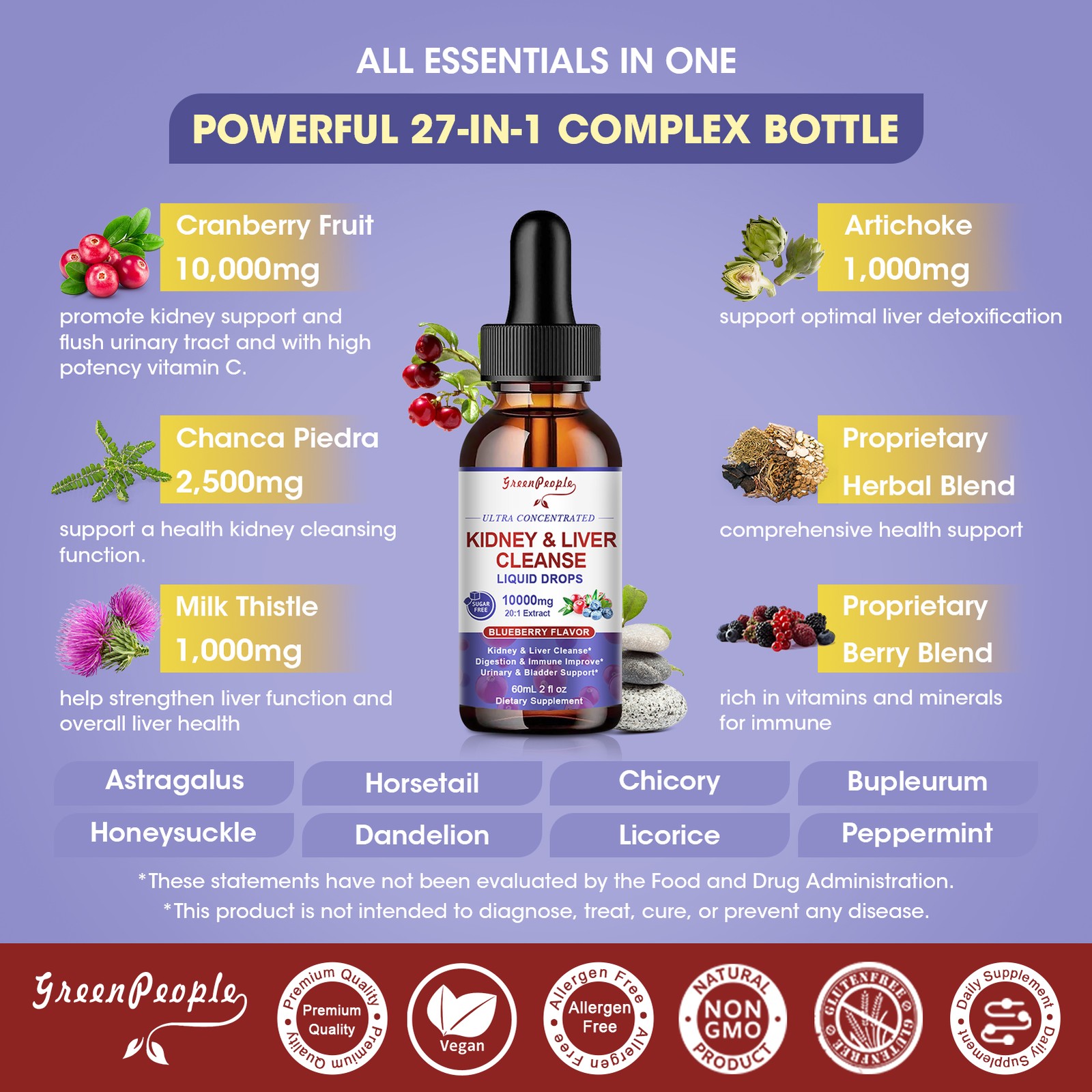27-in-1 Kidney Cleanse Detox & Repair Drops Urinary Tract And Liver Cleanse