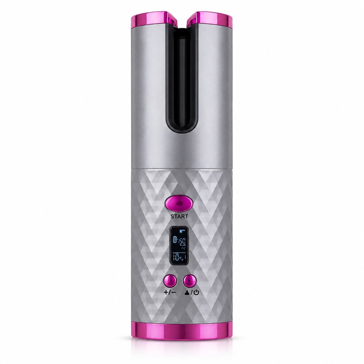 Automatic Hair Curler Cordless Rotating Ceramic Curling Iron LCD Rechargeable
