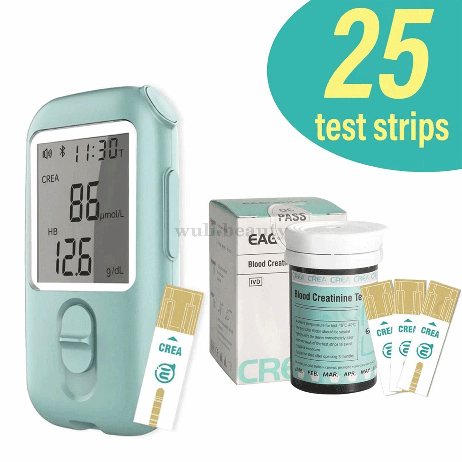 Kidney Function Monitoring Kit – Home Blood Creatinine Meter with 25 Test Strips