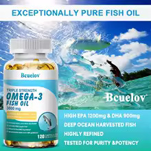 Omega 3 Fish Oil – with EPA & DHA, Supports Nervous System, Skin and Hair Health