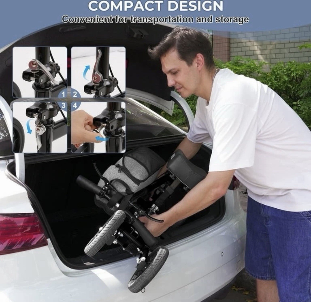 COSYWILL HCT-9154 4-Wheel Foldable Knee Walker Scooter w/ Bag 300 lb