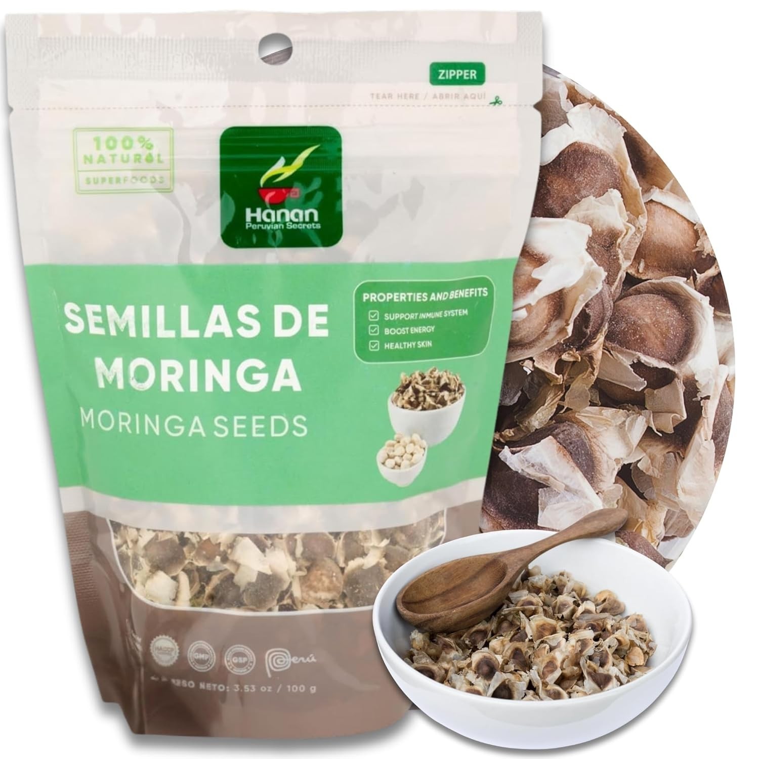 Moringa Seeds 3.5 oz – Raw Semilla de Moringa Oleifera Drumstick Tree Seeds 100g