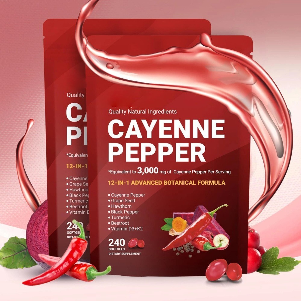 Cayenne Softgels Supplement, Supports Leg VeinHeart and Blood Vessel US Pepper