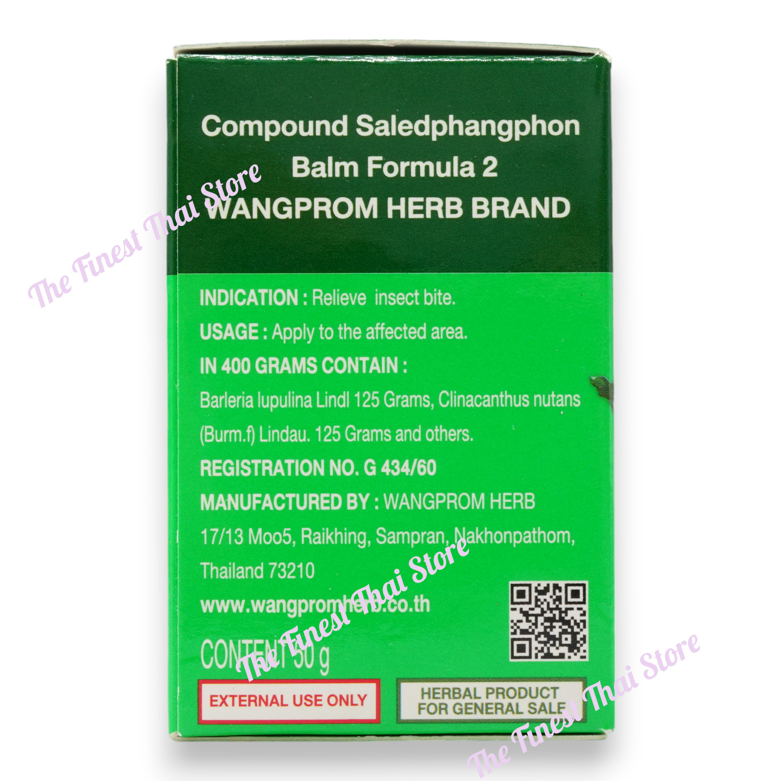 Herbal Balm for ichy Cream 50g (Pack of 6) (Green) by Wang Prom Herb Brand