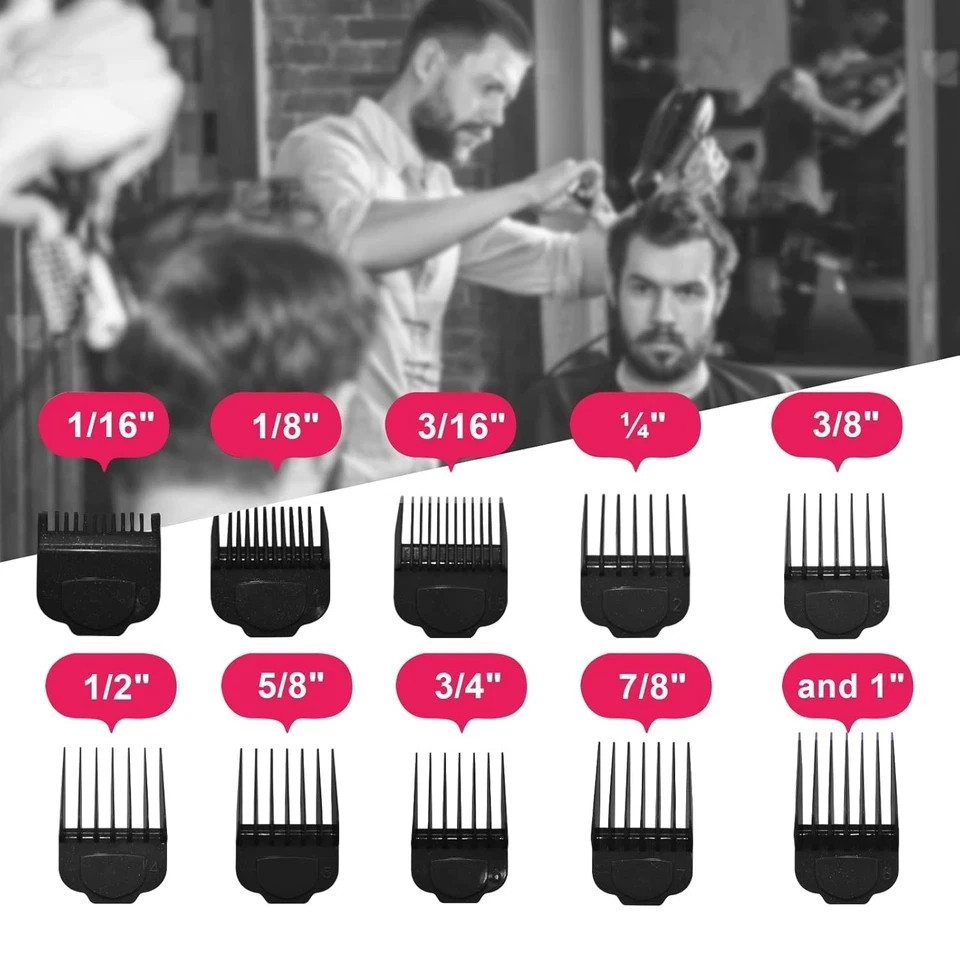 10Pcs Magnetic Clipper Guards Guide Comb for Andis Master Hair Clippers Black