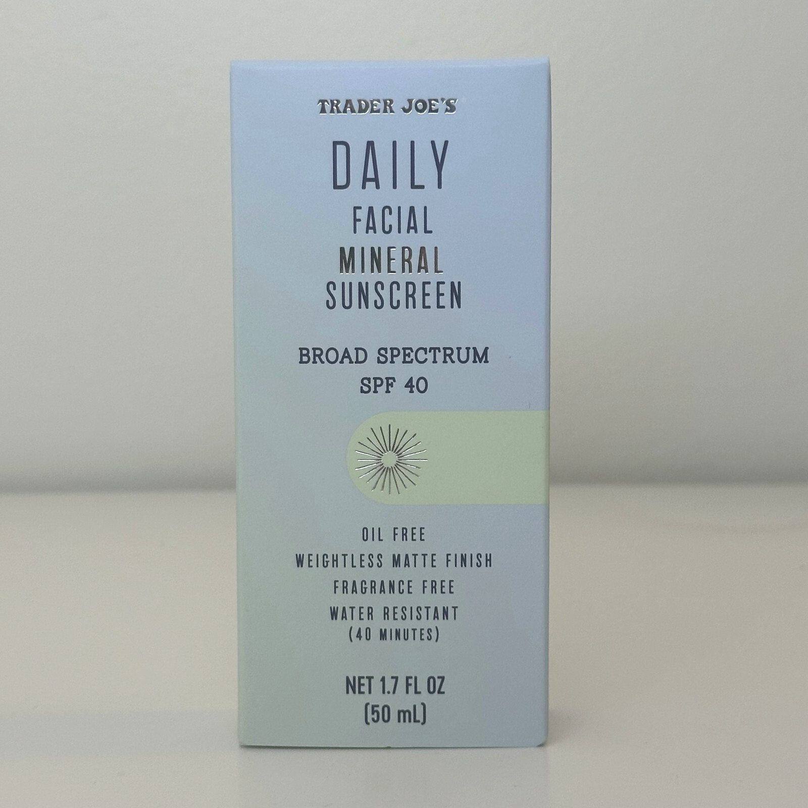 Trader Joe’s Daily Facial Mineral Sunscreen SPF 40 Oil Free 1.7 OZ