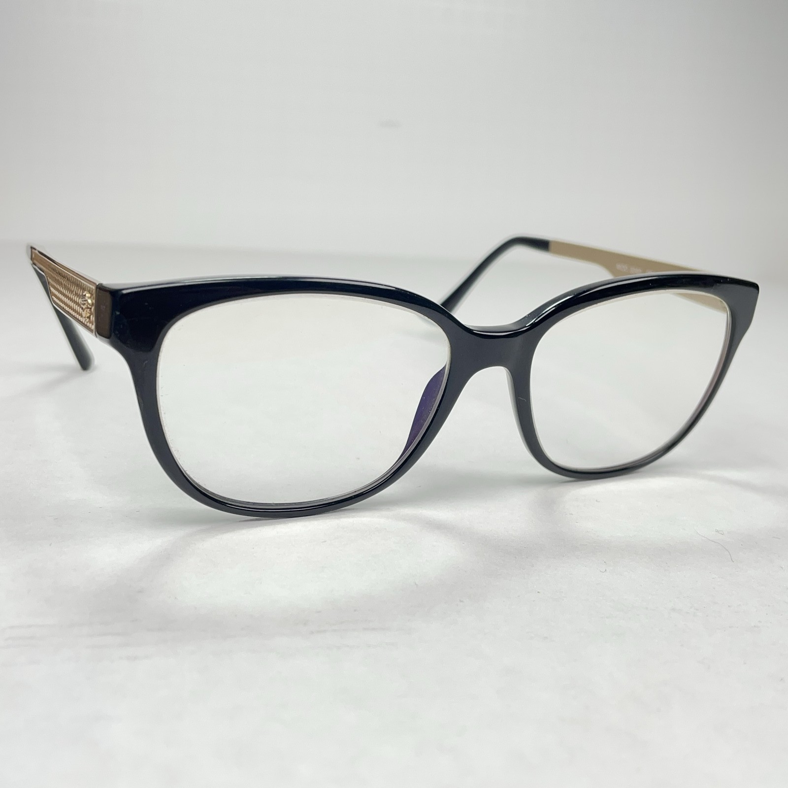 Versace Eyeglasses Frames 3240 GB1 Black Gold Two Tone Cat Eye 52-16 140 Italy