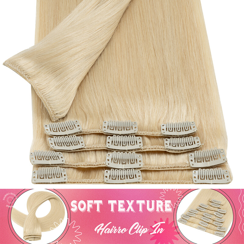 Super Soft Clip In Extensions 100% Real Remy Human Hair 8 Pieces 18Clips Blonde