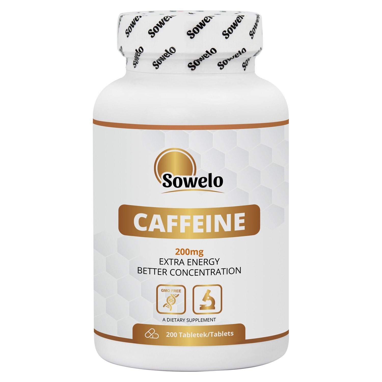 Caffeine 200mg Tablets – Energy, Focus, Concentration & Mental Clarity – Sowelo