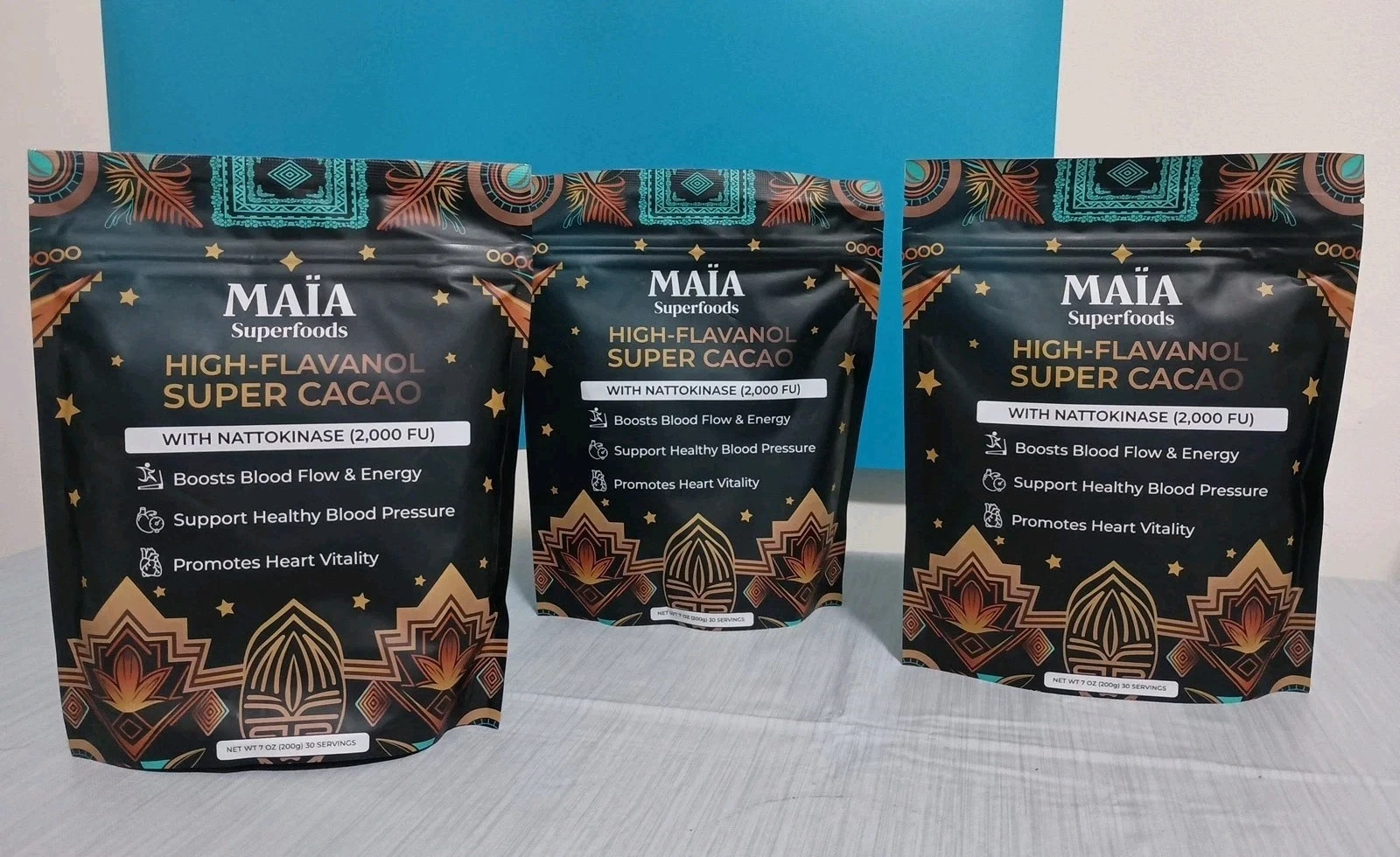 3 x MAIA High-Flavanol Super Cacao Cardiovascular Superfood 30 Servings Genuine
