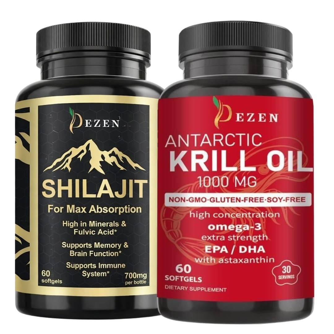 DEZEN Himalayan Shilajit & Krill Oil Softgel Combo with Omega 3