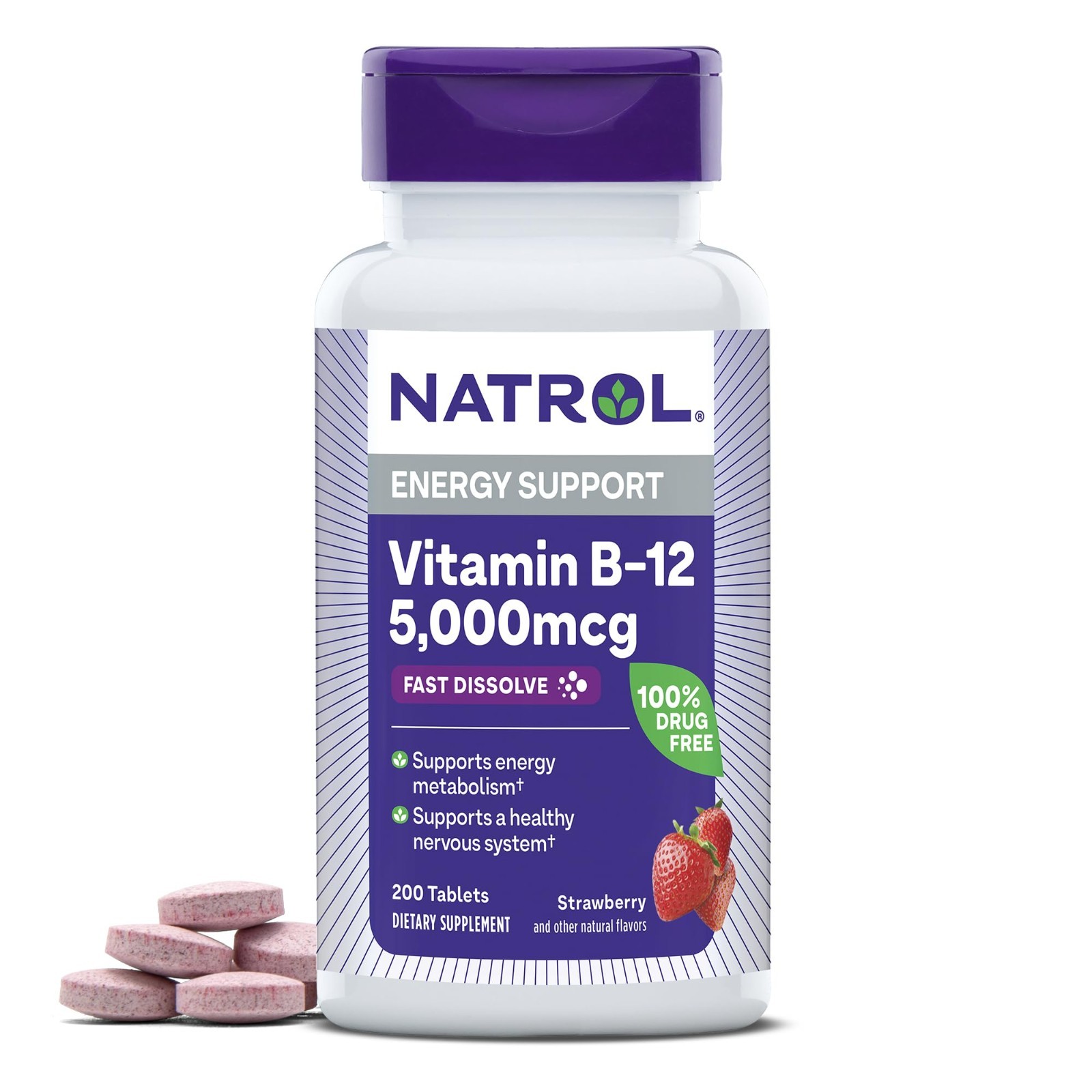 High-Potency B12 5000 mcg Fast Dissolve Tablets for Energy Metabolism – 200 Coun