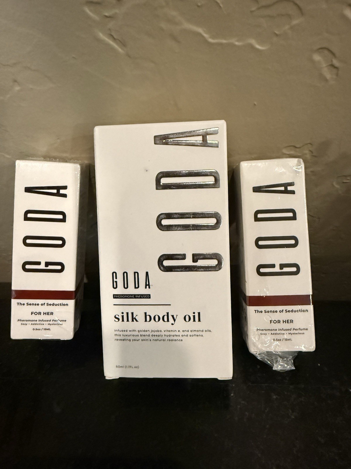 Bundle: Goda silk body oil and 2 Sense of Seduction Pheromone perfumes