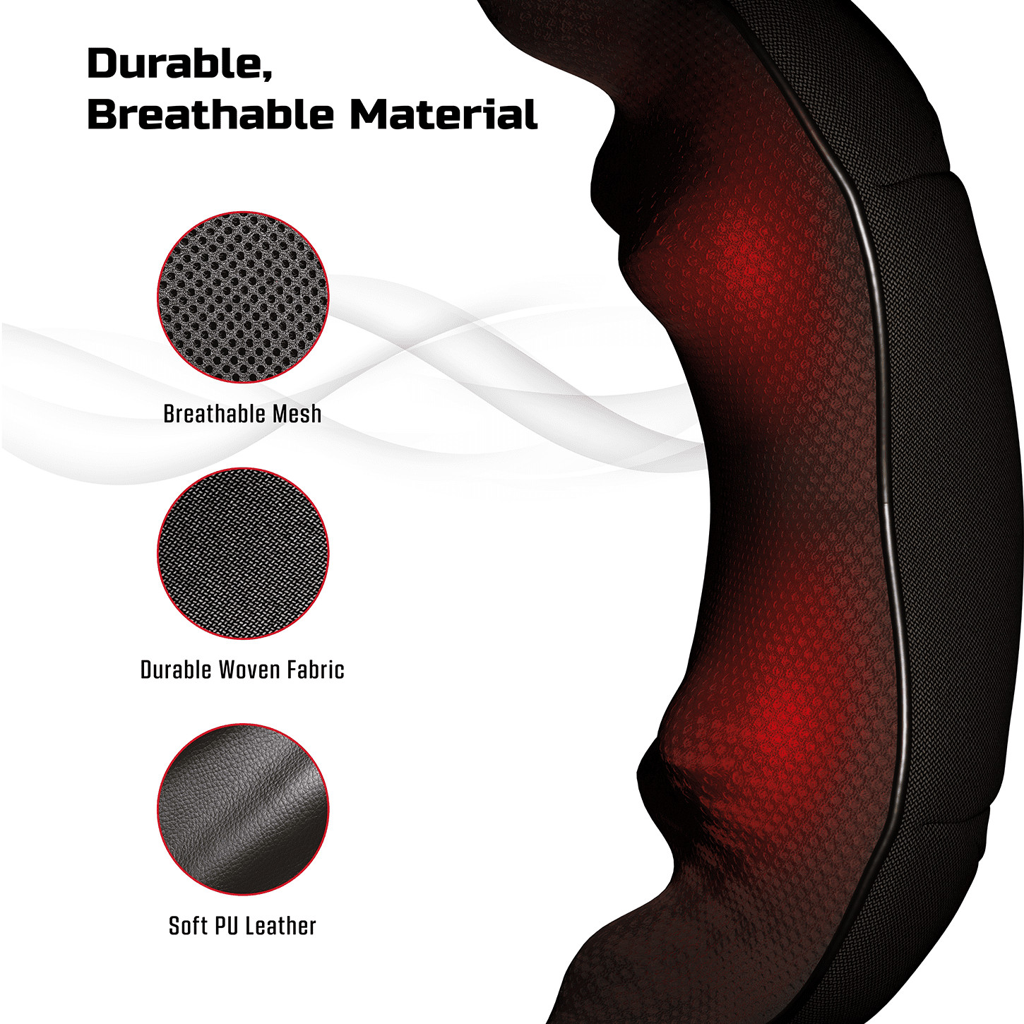 Shiatsu 3D Massager, USB-Rechargeable Shoulder, Back, Neck Massager with Heat