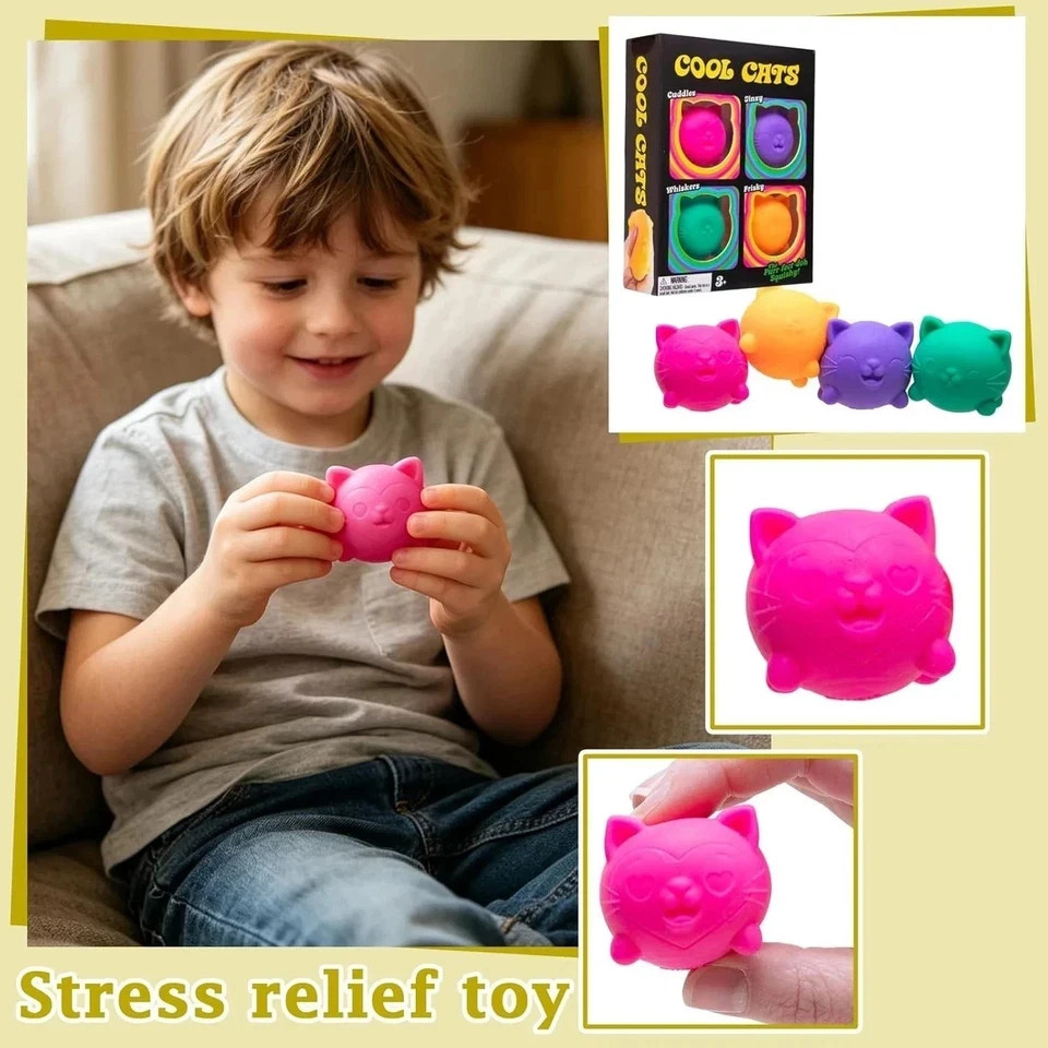 Needoh cool Cat Squishy Sensory Fidget Toy Slow Rising Stress Relief Squeeze TOY